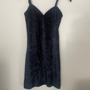 Crushed Blue Velvet Mini Dress by Insight